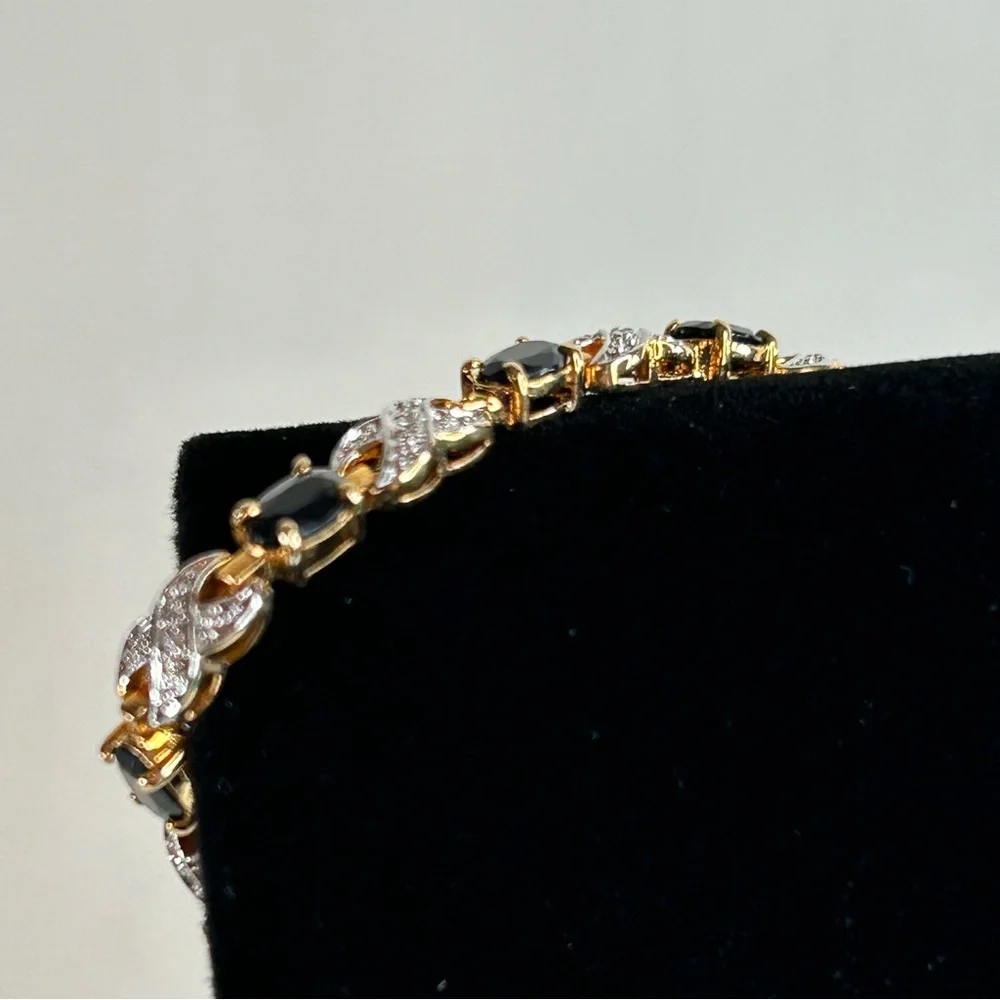 Gold Tone XO Bracelet Simulated Sapphire Tennis Fashion Jewelry September Birth